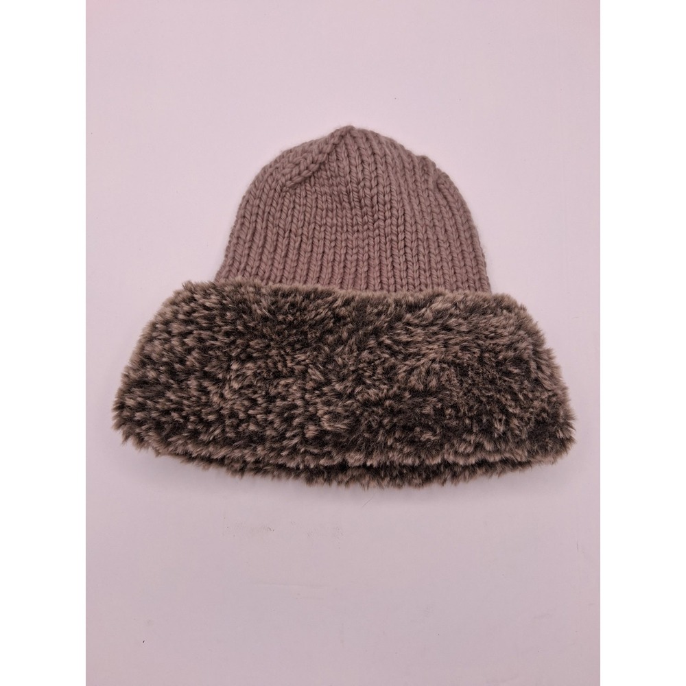 Women's Knit Beanie Hat Faux Fur Cuff Winter Warm Slouchy One Size